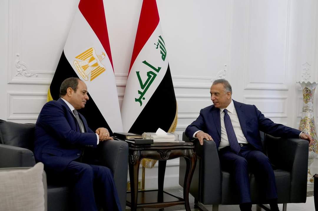 رئيس مجلس الوزراء السيد مصطفى الكاظمي والرئيس المصري يجريان مباحثات ثنائية